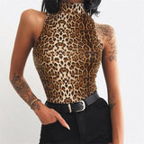 Blusa sem Manga Gola Alta Animal Print Sua Boutique