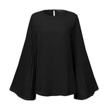 Camisa Chiffon Manga Flare Plissada Sua Boutique