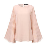 Camisa Chiffon Manga Flare Plissada Sua Boutique