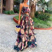 Conjunto Floral Max Saia e Cropped Sua Boutique